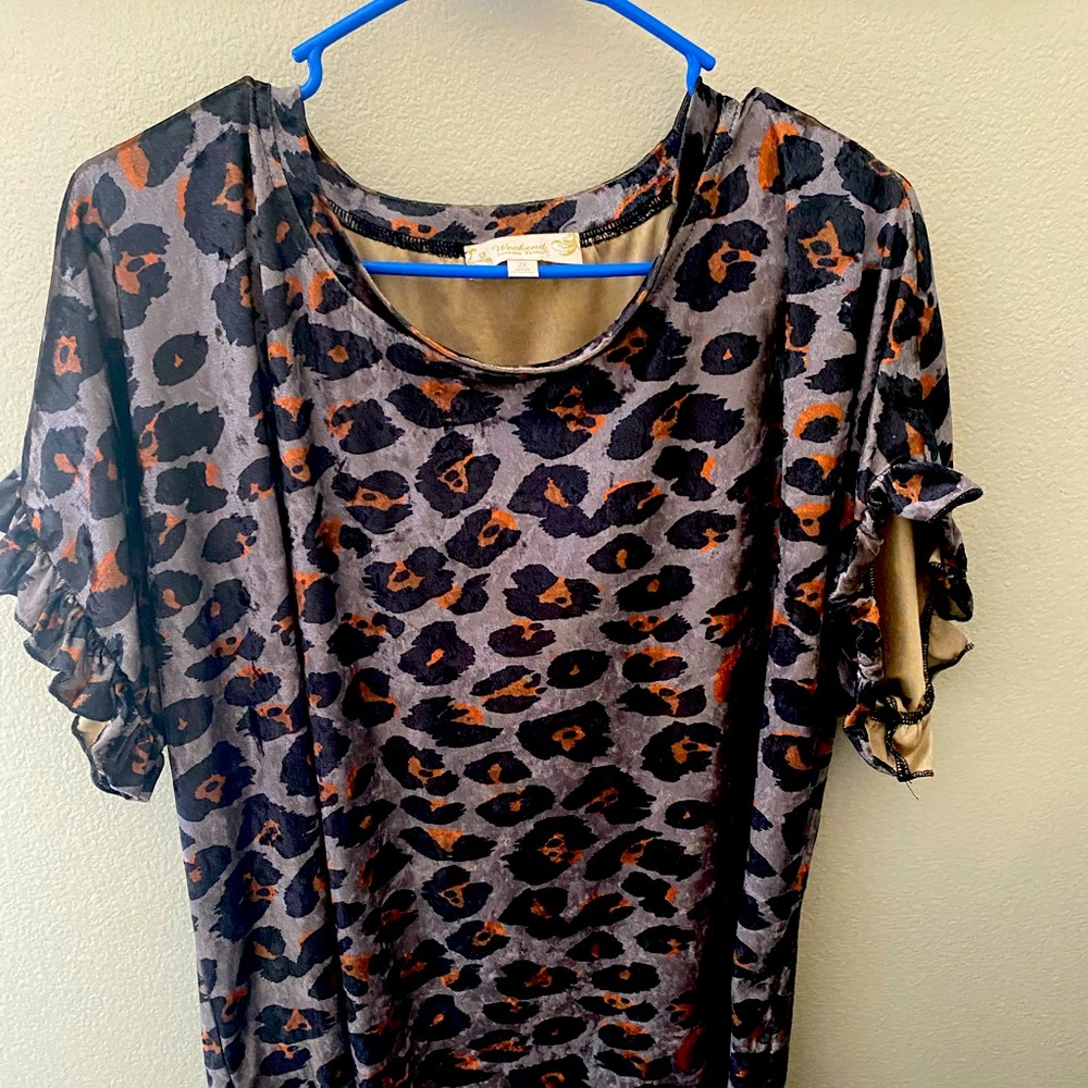 Animal print blouse, great for work, even better for play